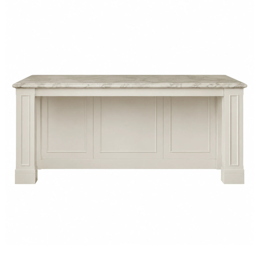 White Marble Top Console Table with Paneled Base