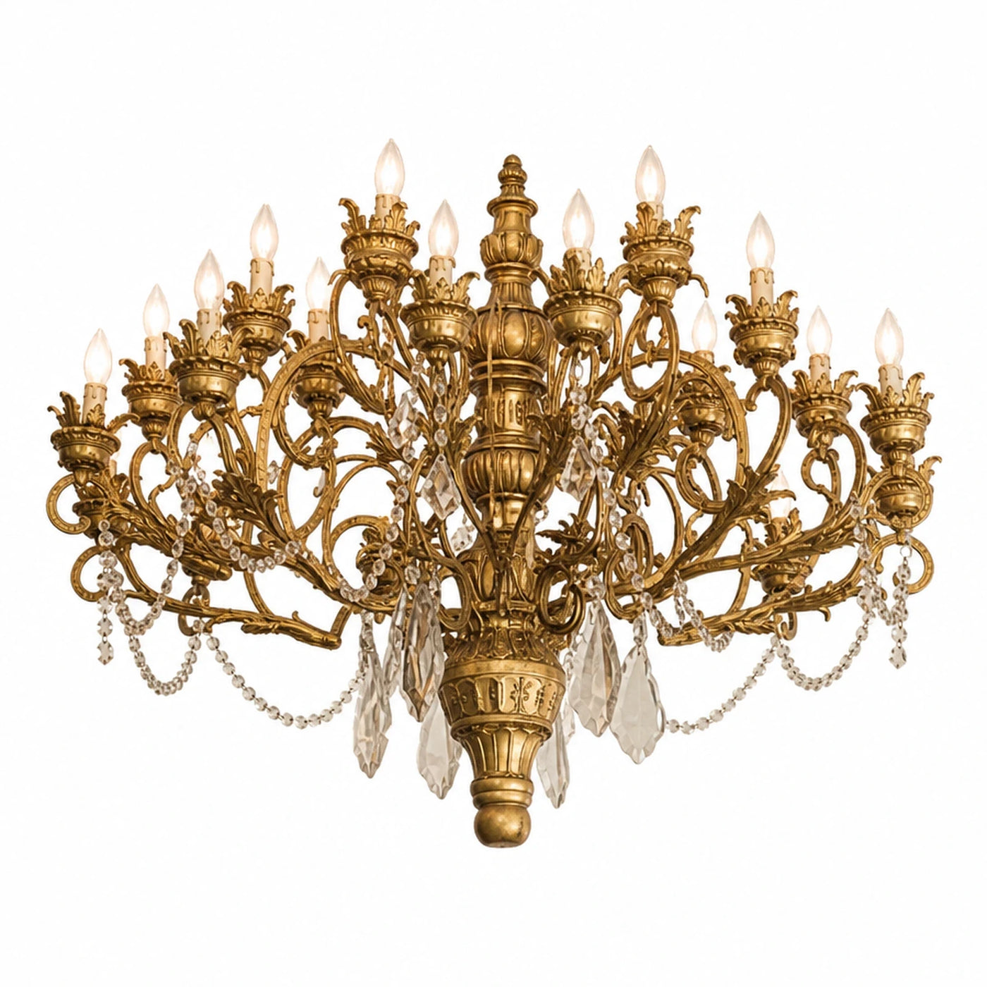 Gold Metal Chandelier with Crystal Accents