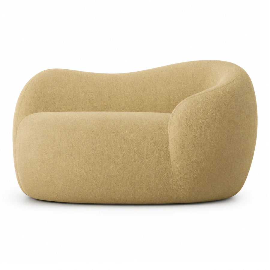 Beige Boucle Curved Lounge Chair