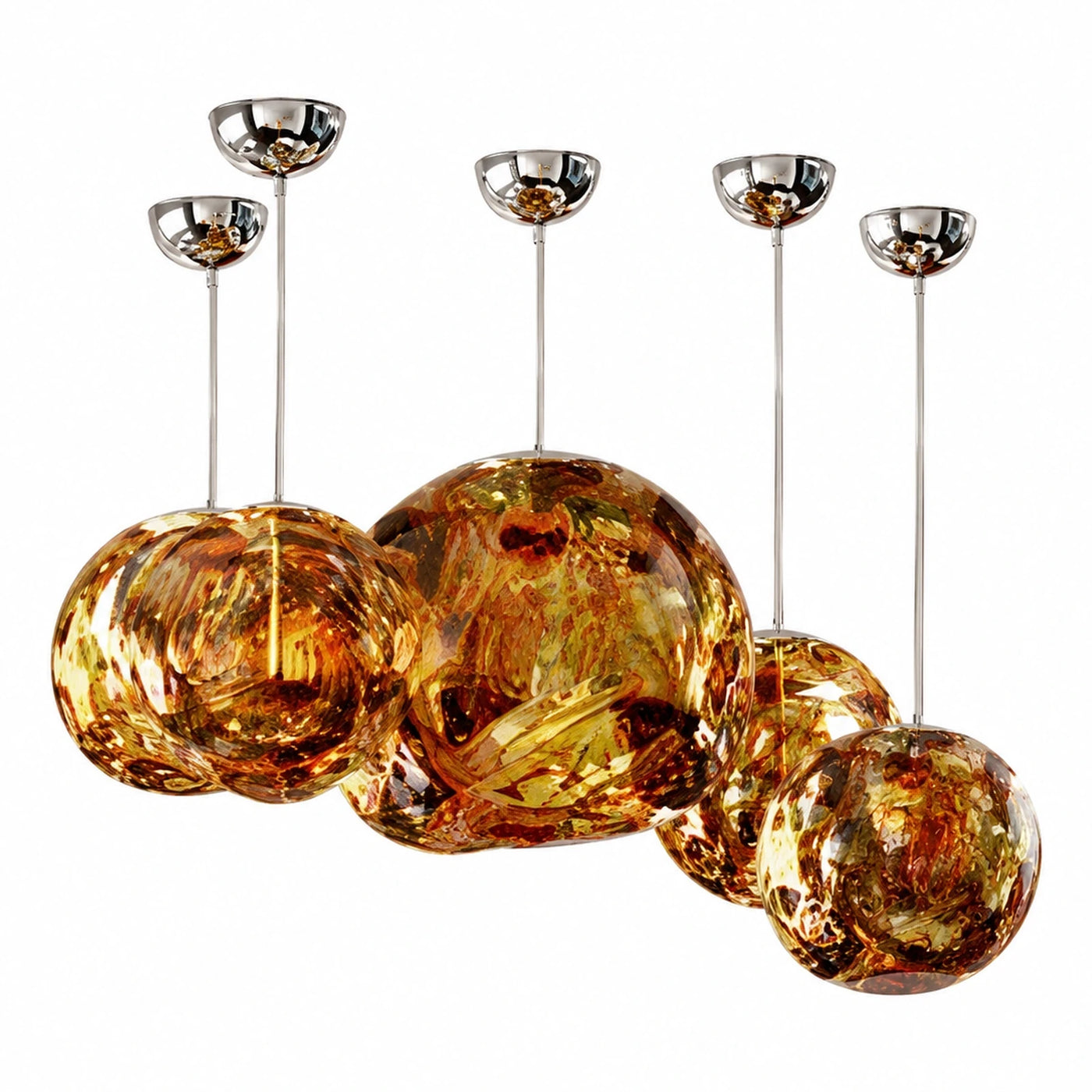 Amber Glass Cluster Pendant Light Fixture
