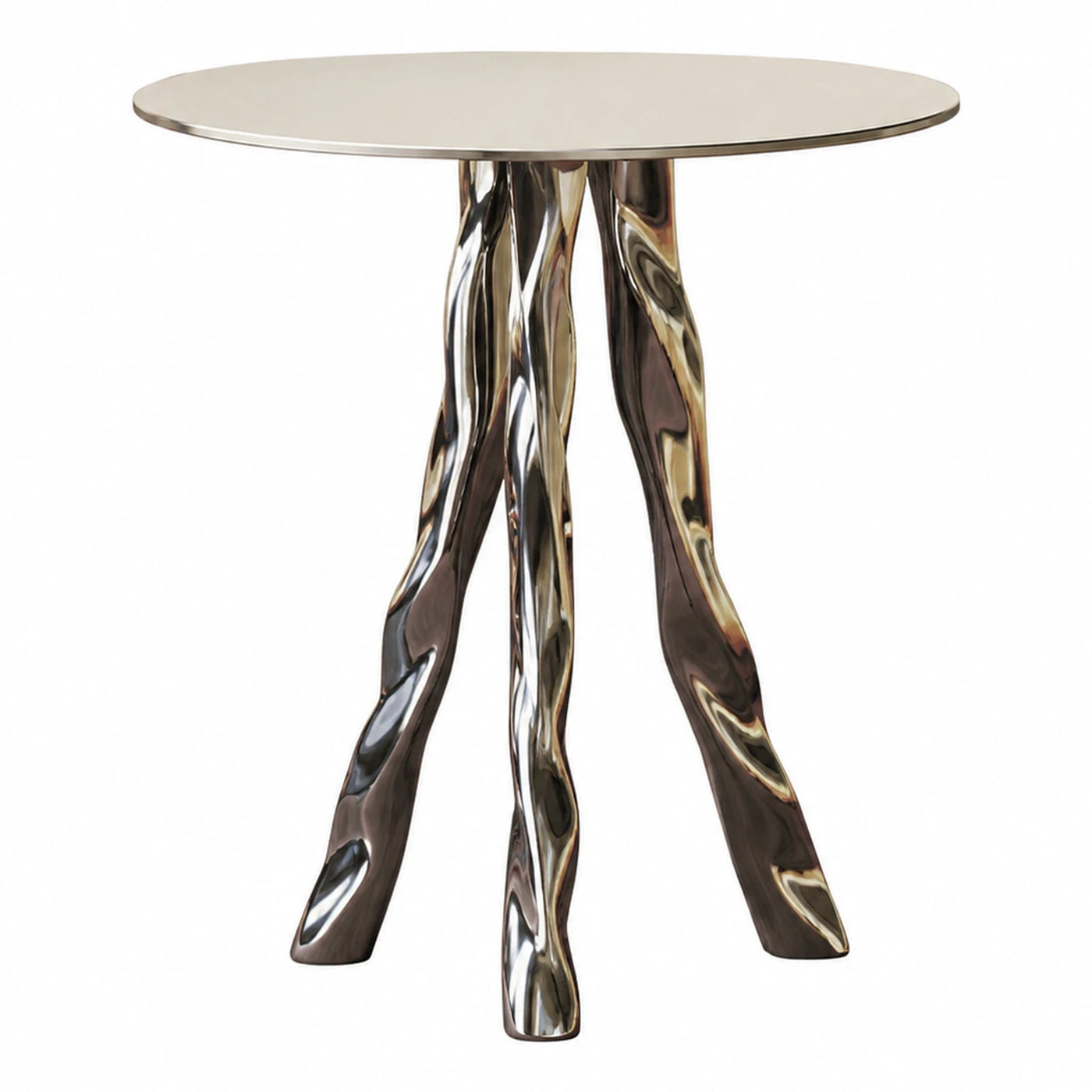 Round Side Table with Twisted Metal Legs