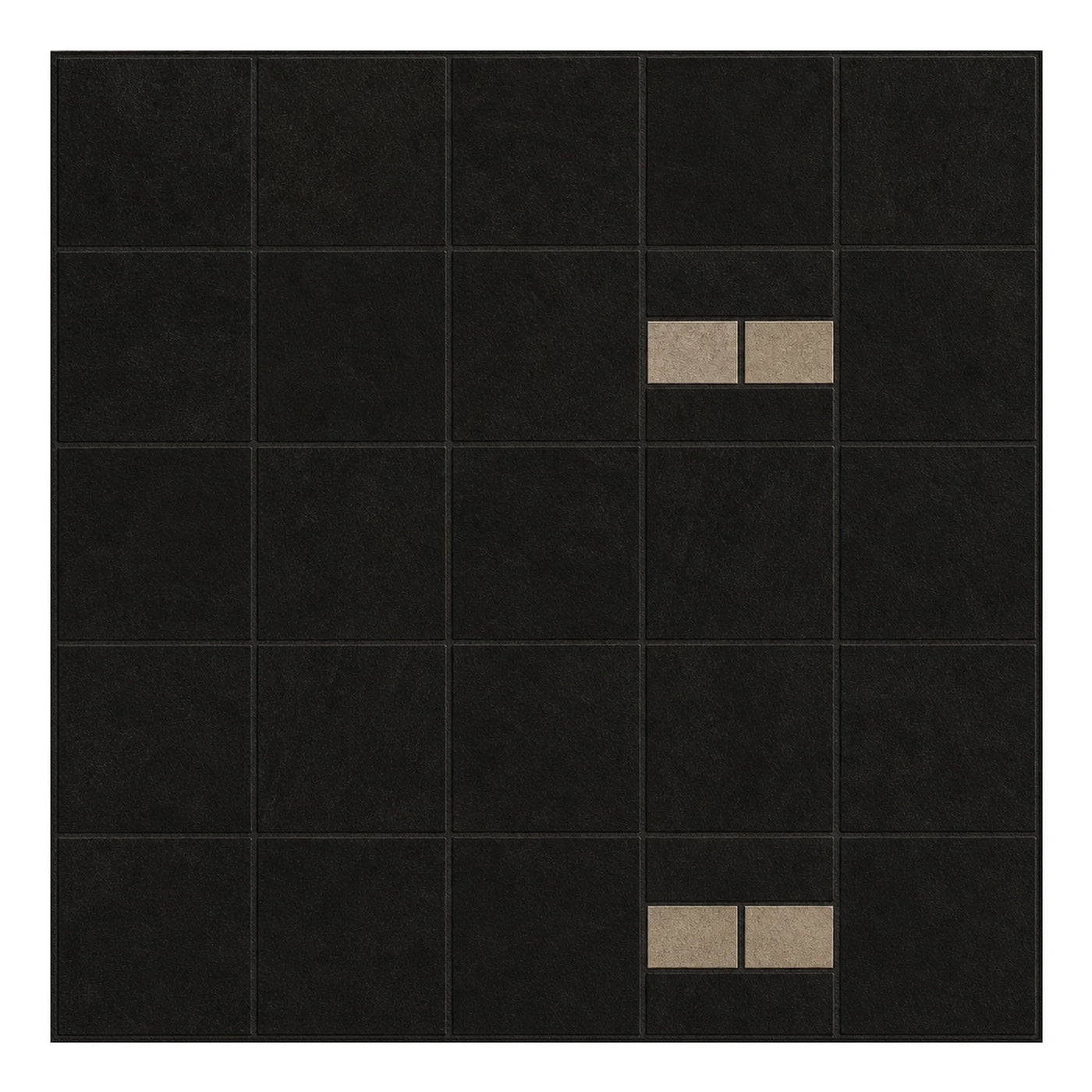 Black Stone Floor Tiles with Beige Accent Inlay