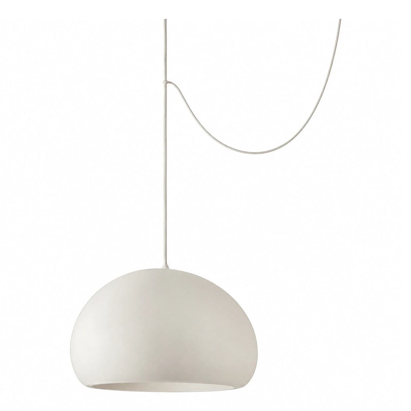 White Dome Pendant Light with Adjustable Cord
