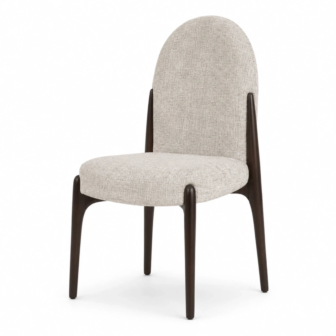 Beige Fabric Dining Chair with Dark Wood Legs
