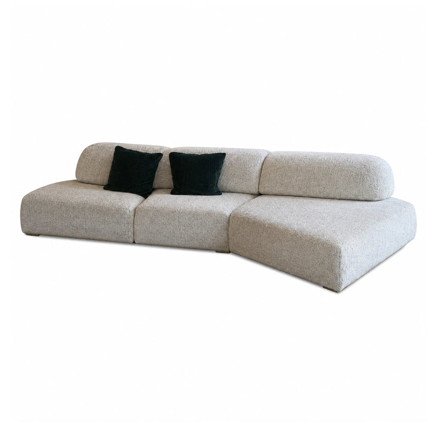 Cream Modular Sectional Sofa with Boucle Fabric