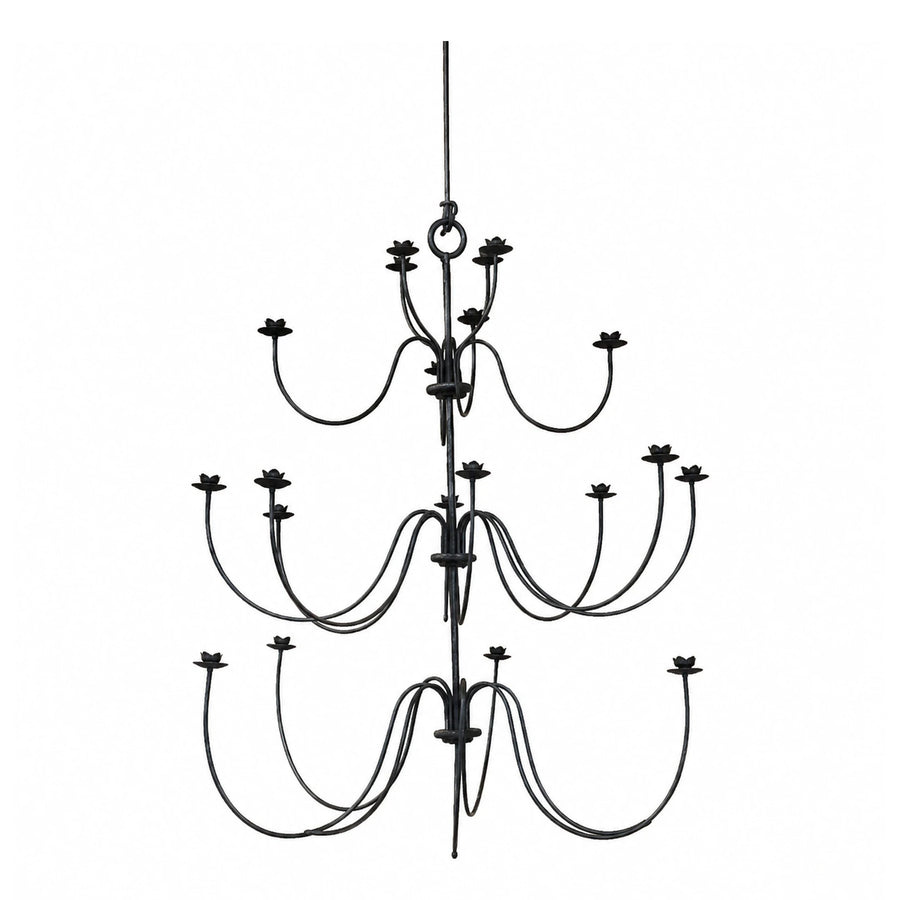 Black Metal Multi-Tier Candle Chandelier