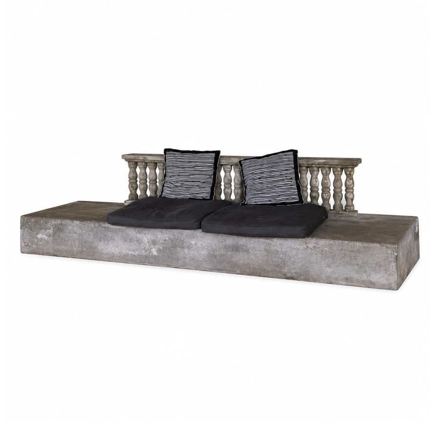 Concrete Balustrade Bench with Black Cushions