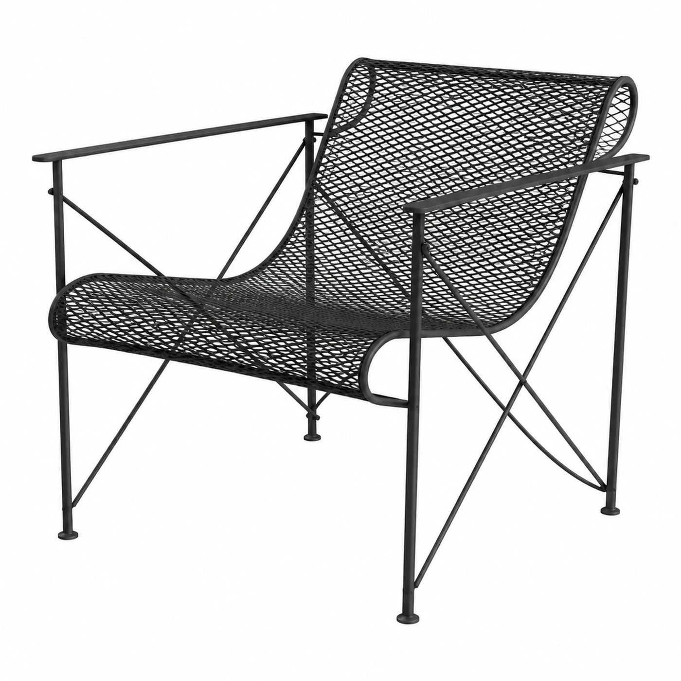 Black Metal Mesh Outdoor Lounge Chair