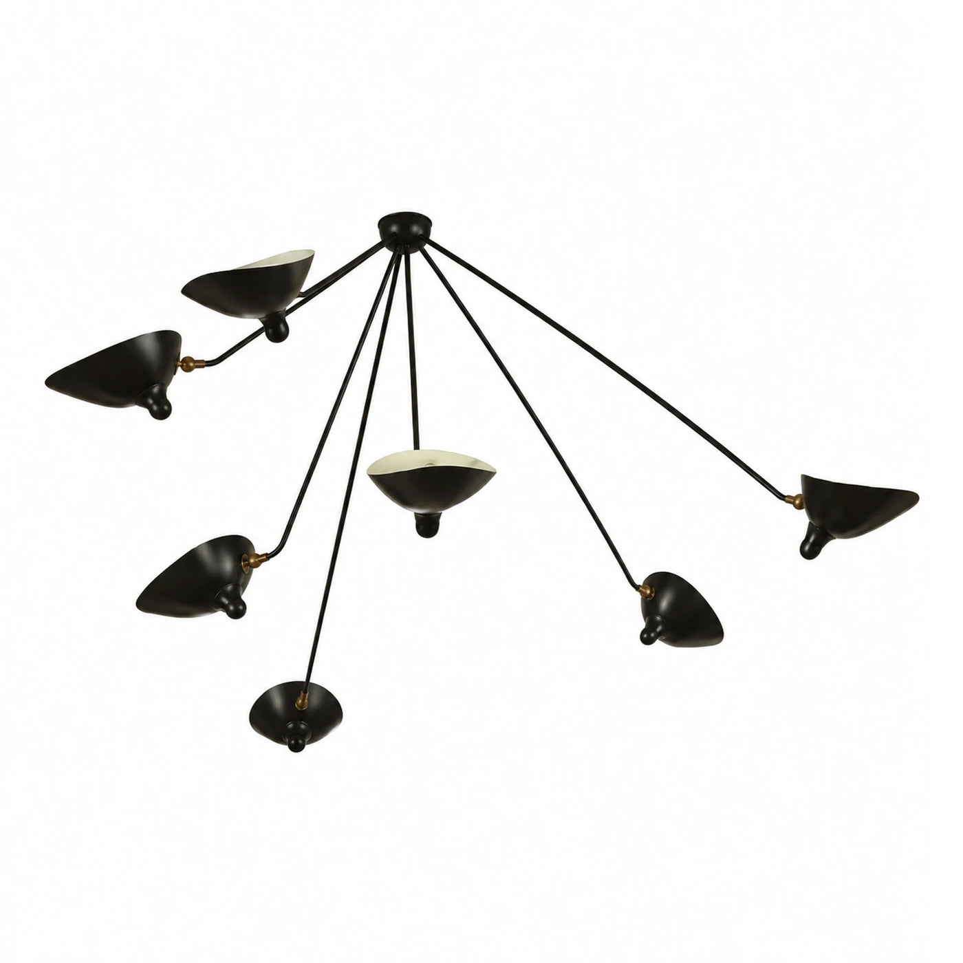 Black Multi-Arm Spider Chandelier with Brass Accents