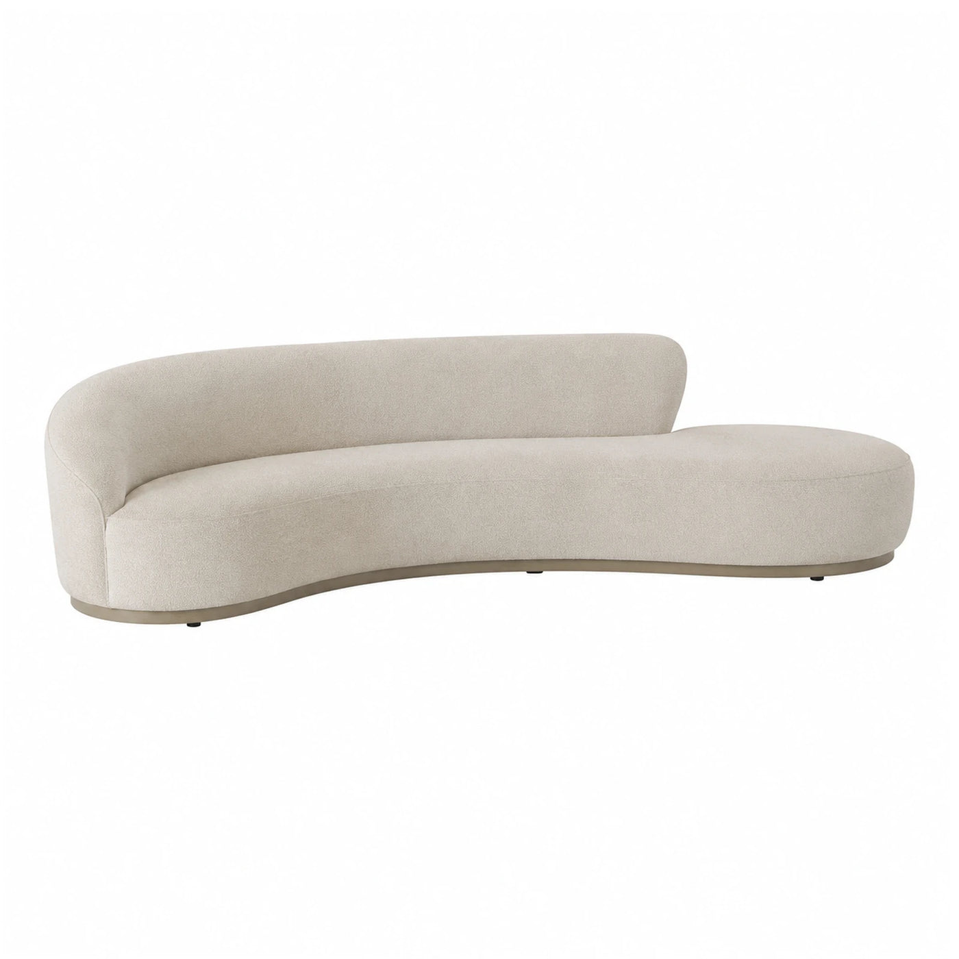 Curved Cream Boucle Sofa with Low Profile Base