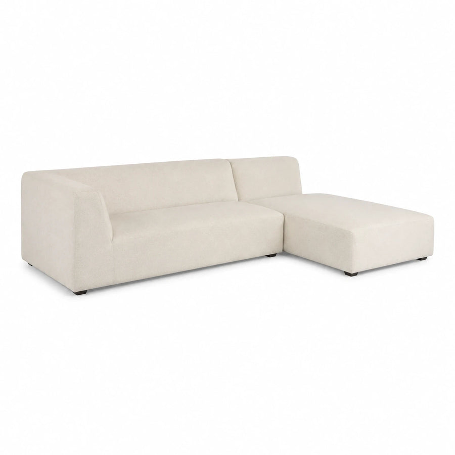Cream Fabric L-Shaped Sectional Sofa
