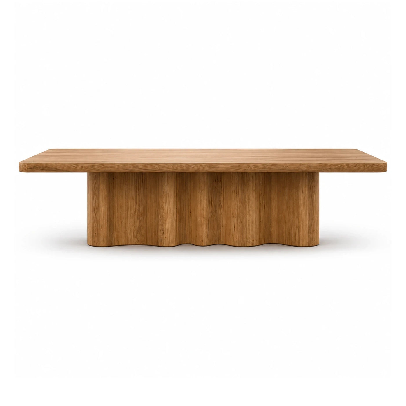 Solid Wood Rectangular Dining Table with Fluted Base