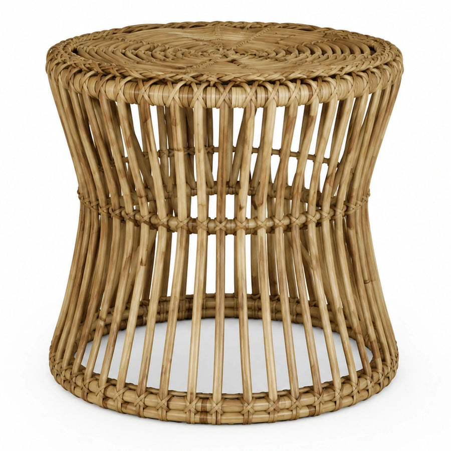 Round Rattan Stool with Woven Top