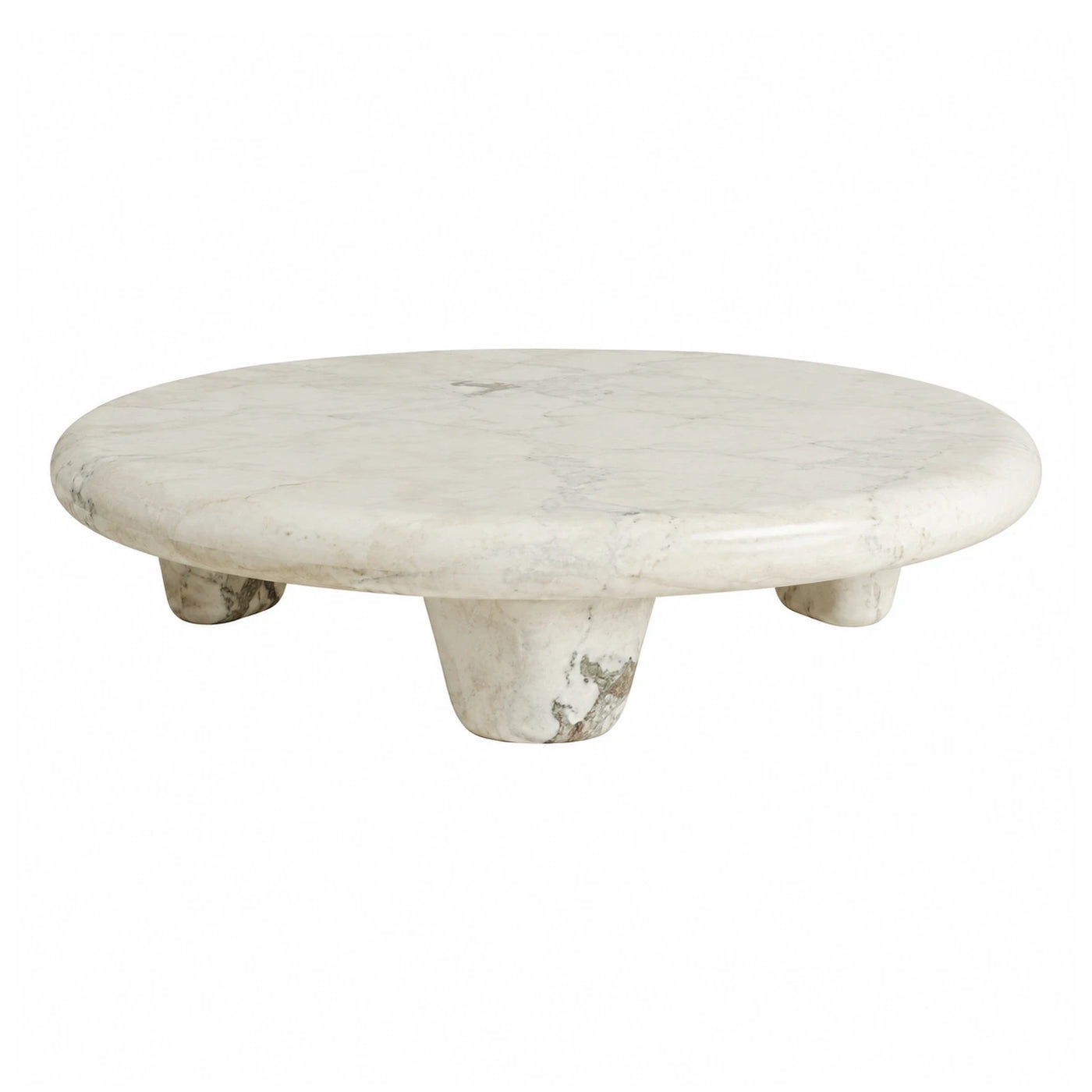 Round White Marble Coffee Table with Sculptural Legs