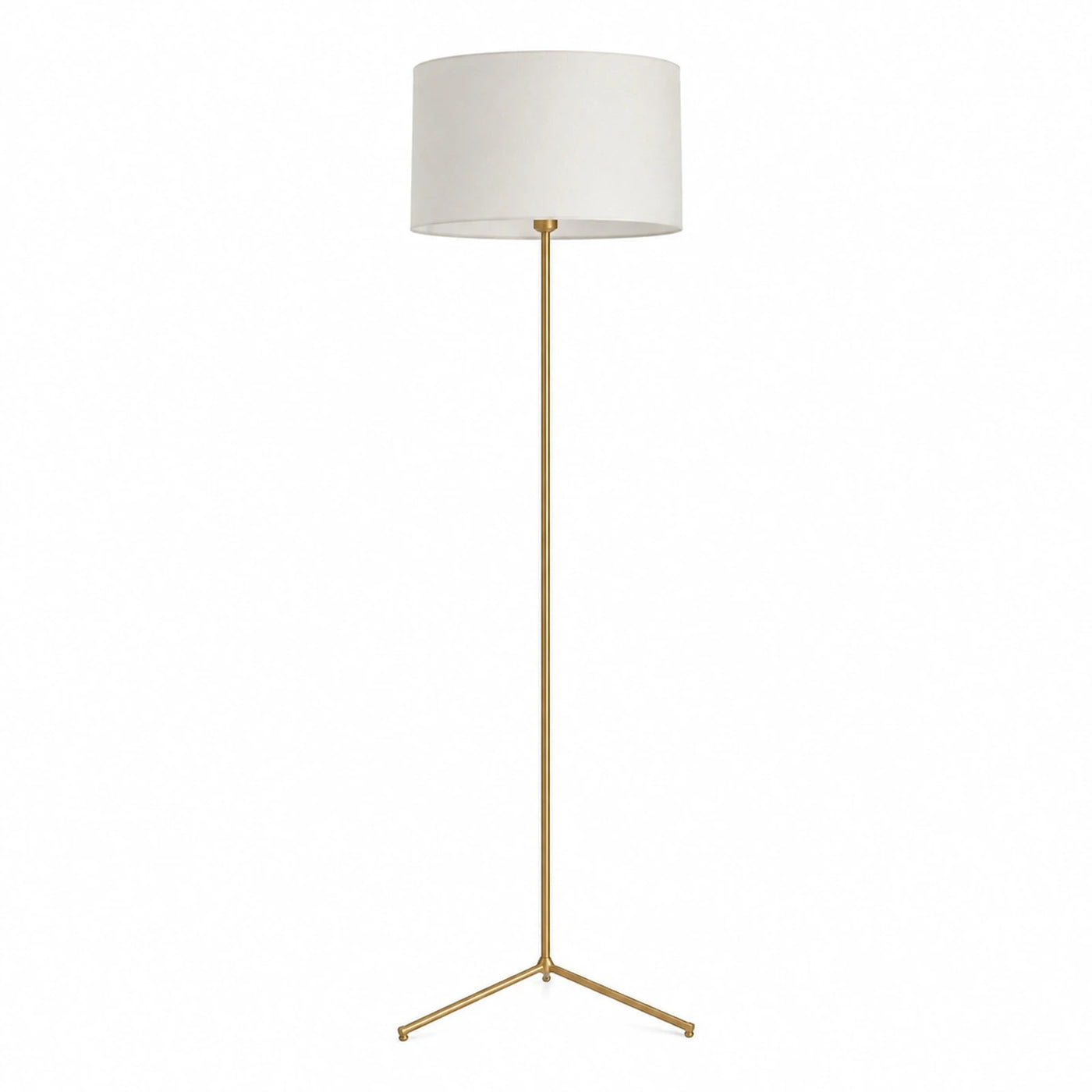 Gold Tripod Floor Lamp with White Drum Shade