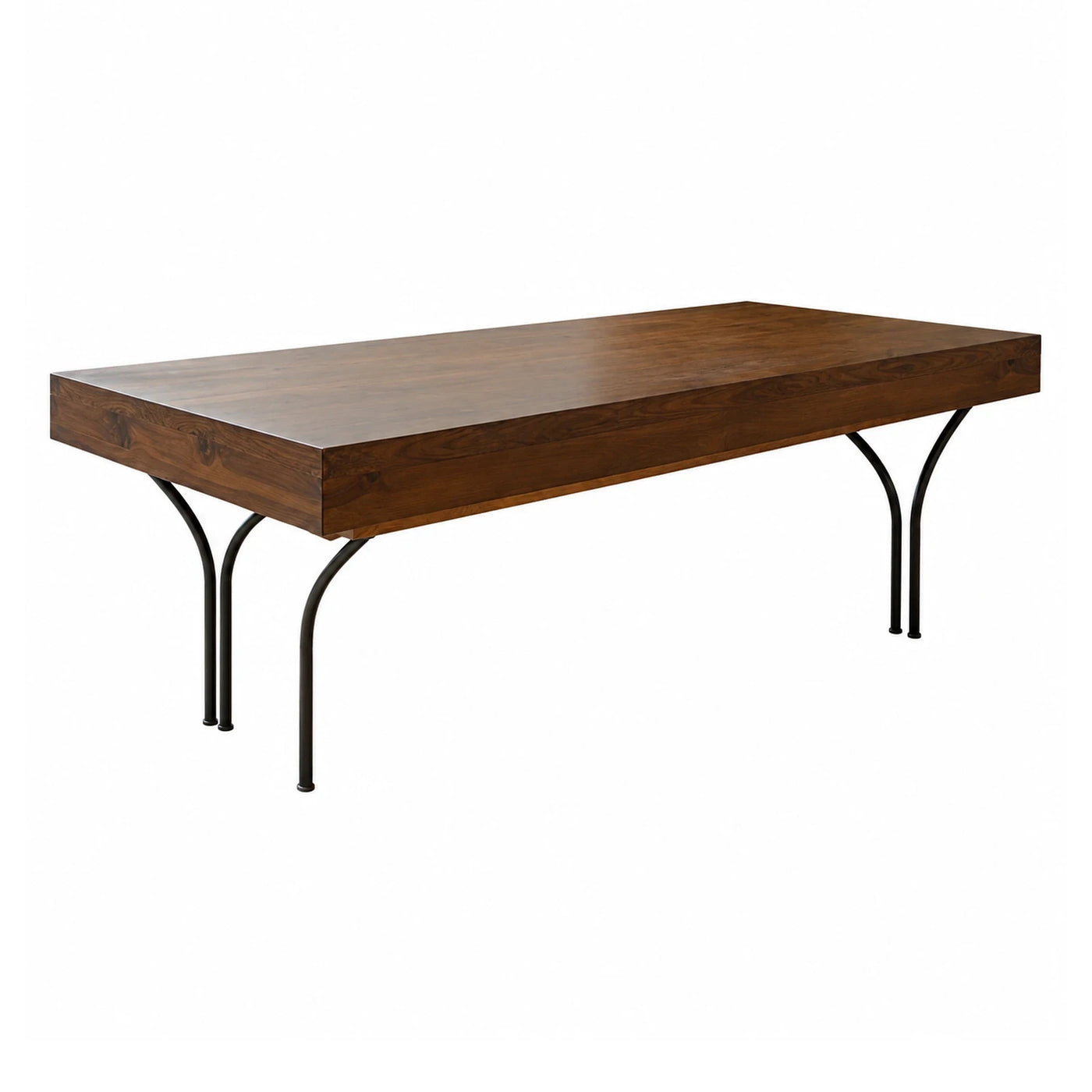 Walnut Wood Dining Table with Black Metal Hairpin Legs