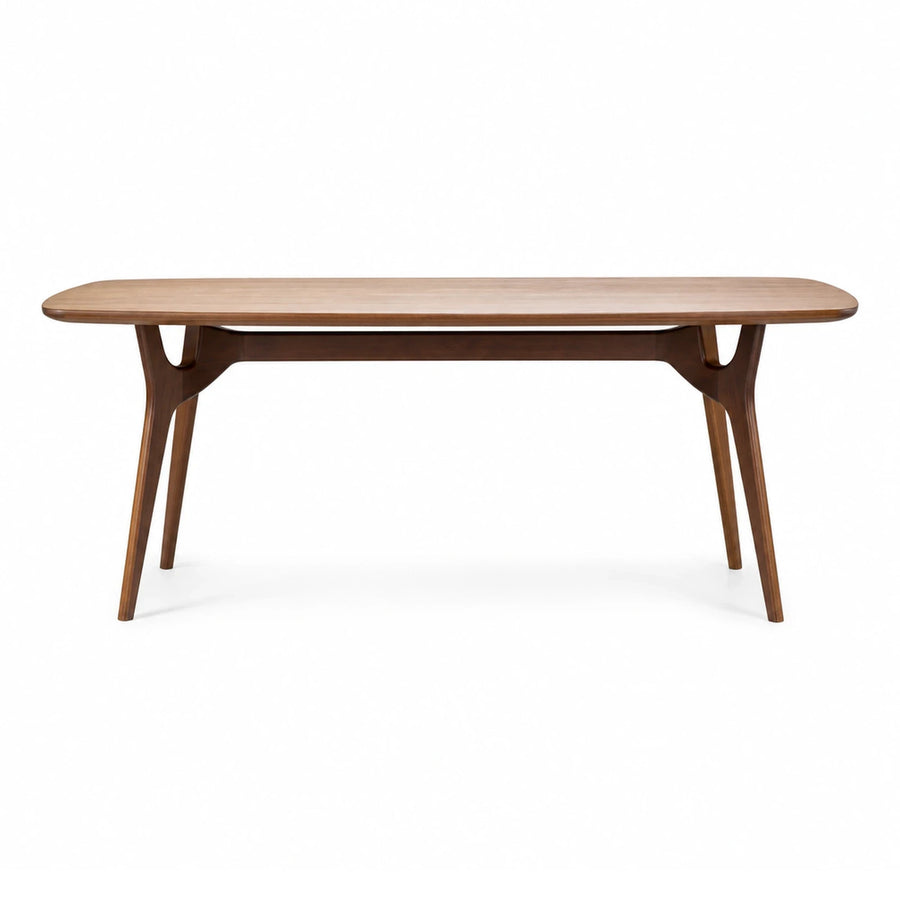 Walnut Wood Dining Table with Tapered Legs