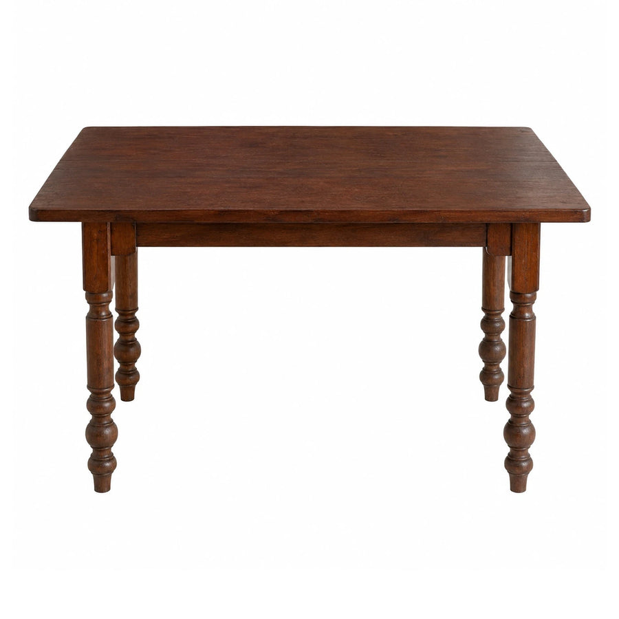 Dark Wood Rectangular Dining Table with Turned Legs