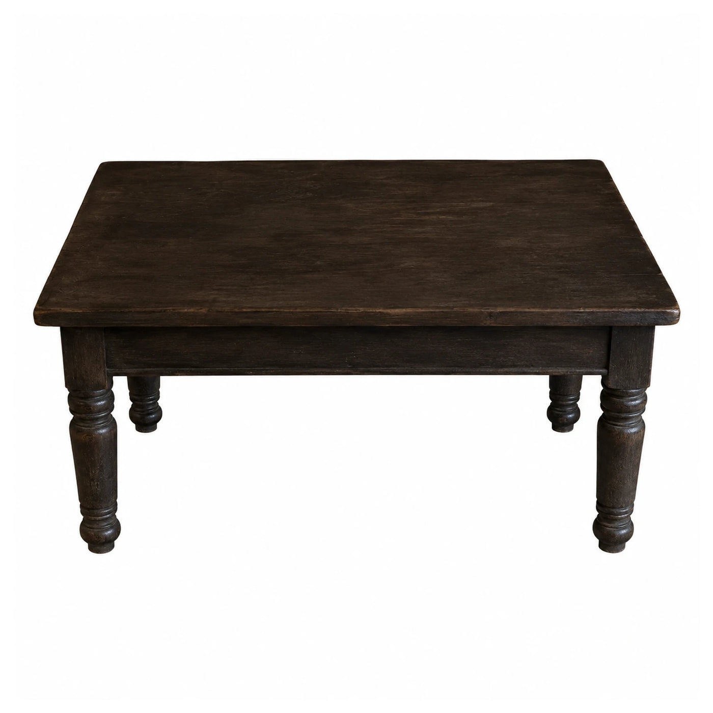 Dark Wood Rectangular Coffee Table with Turned Legs