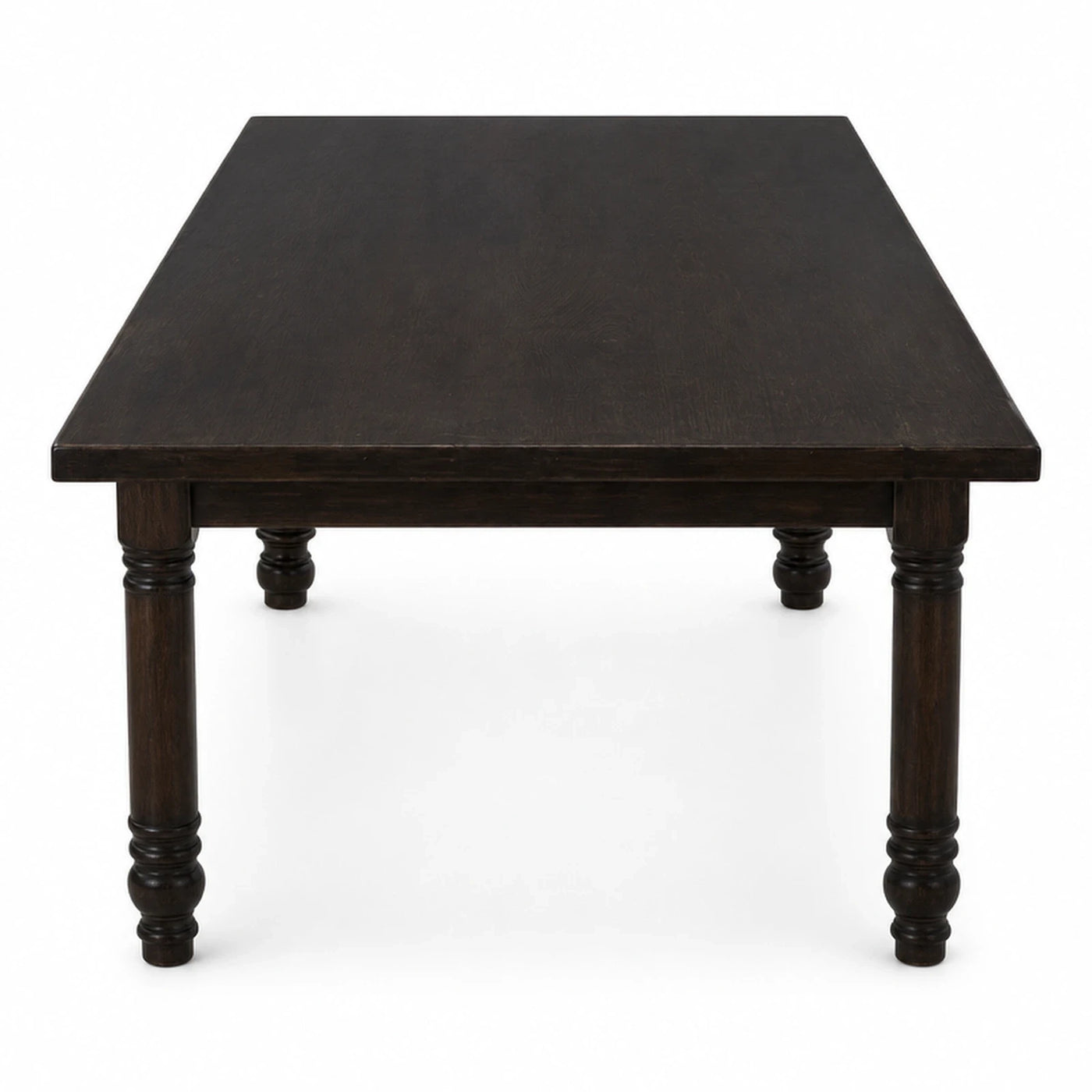 Dark Wood Rectangular Dining Table with Turned Legs