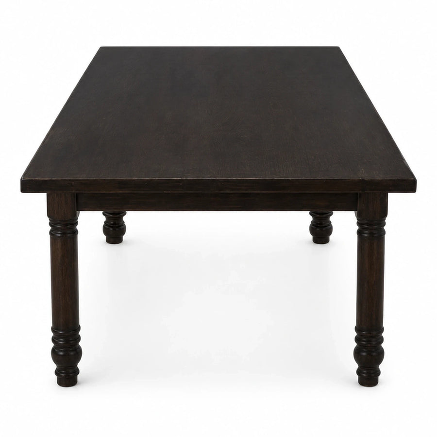Dark Wood Rectangular Dining Table with Turned Legs