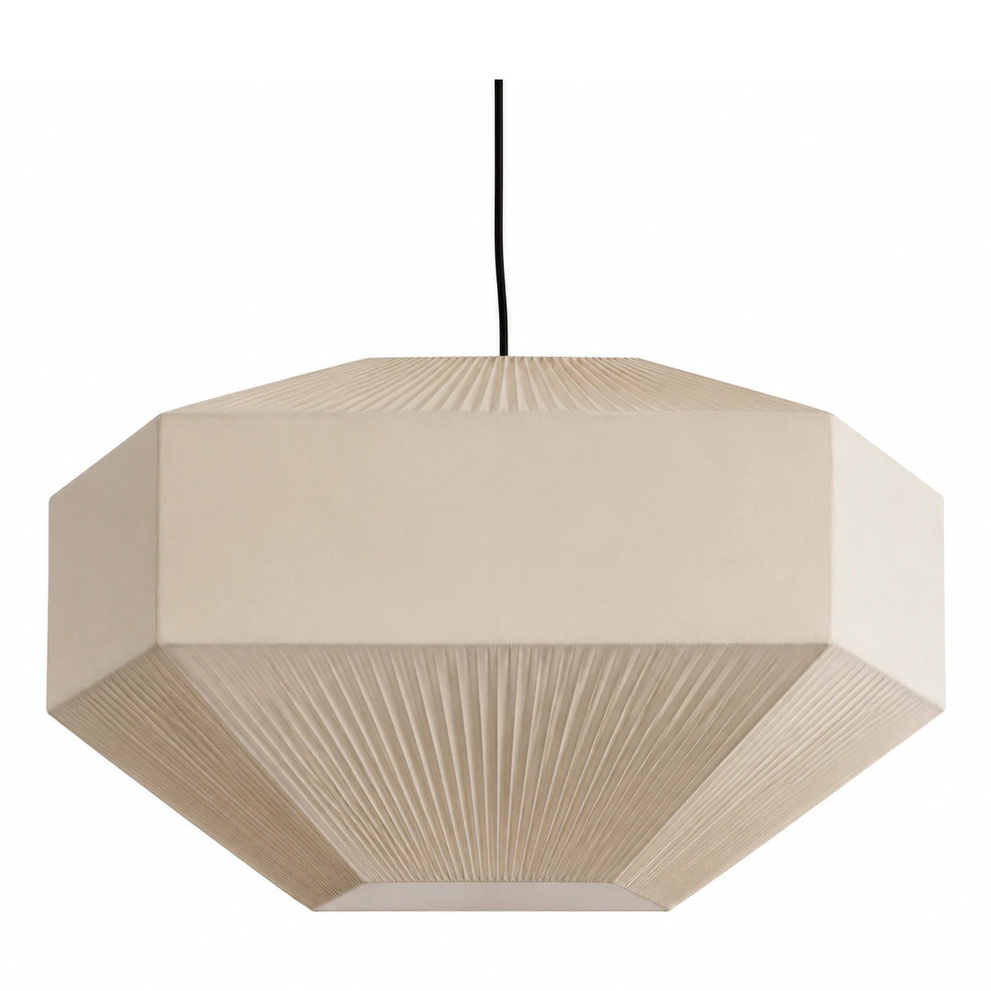 Beige Pleated Octagonal Pendant Light