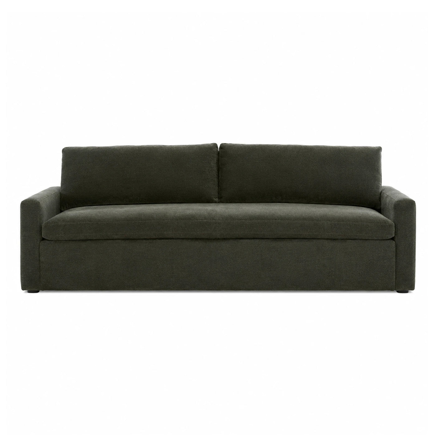 Dark Green Fabric Sofa with Two Cushions