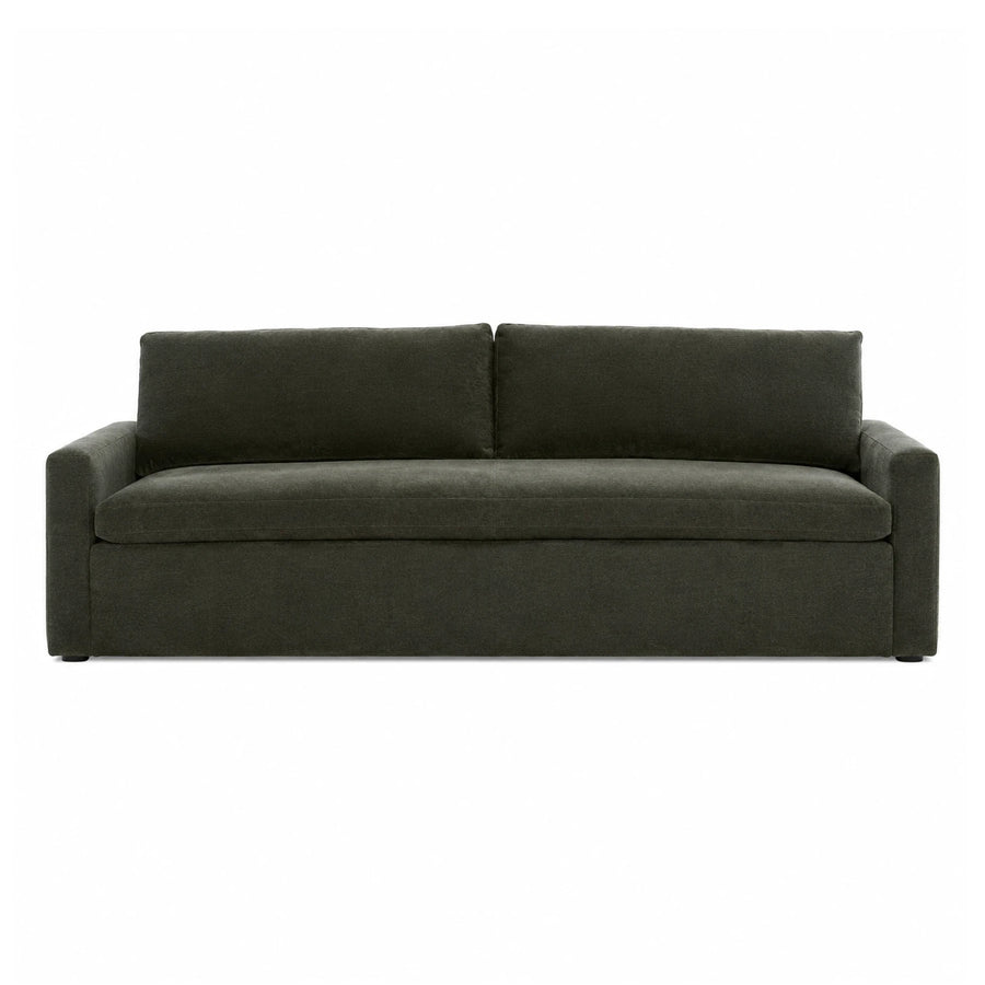 Dark Green Fabric Sofa with Two Cushions