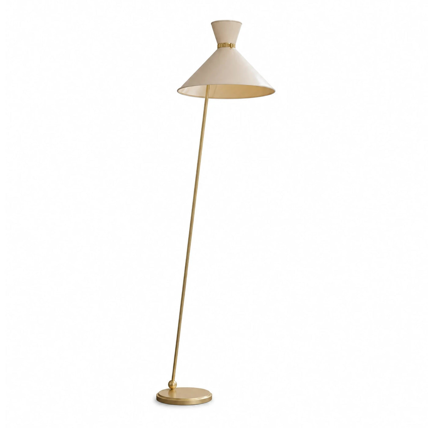 Gold Metal Floor Lamp with Cream Shade