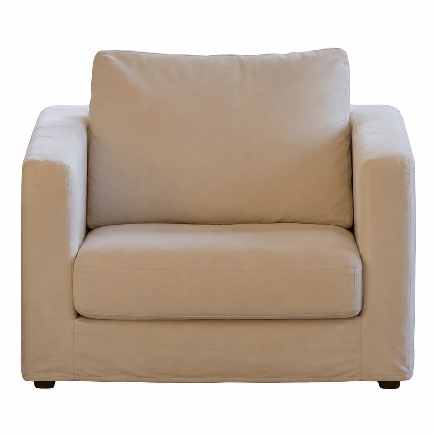 Beige Fabric Armchair with Cushioned Seat