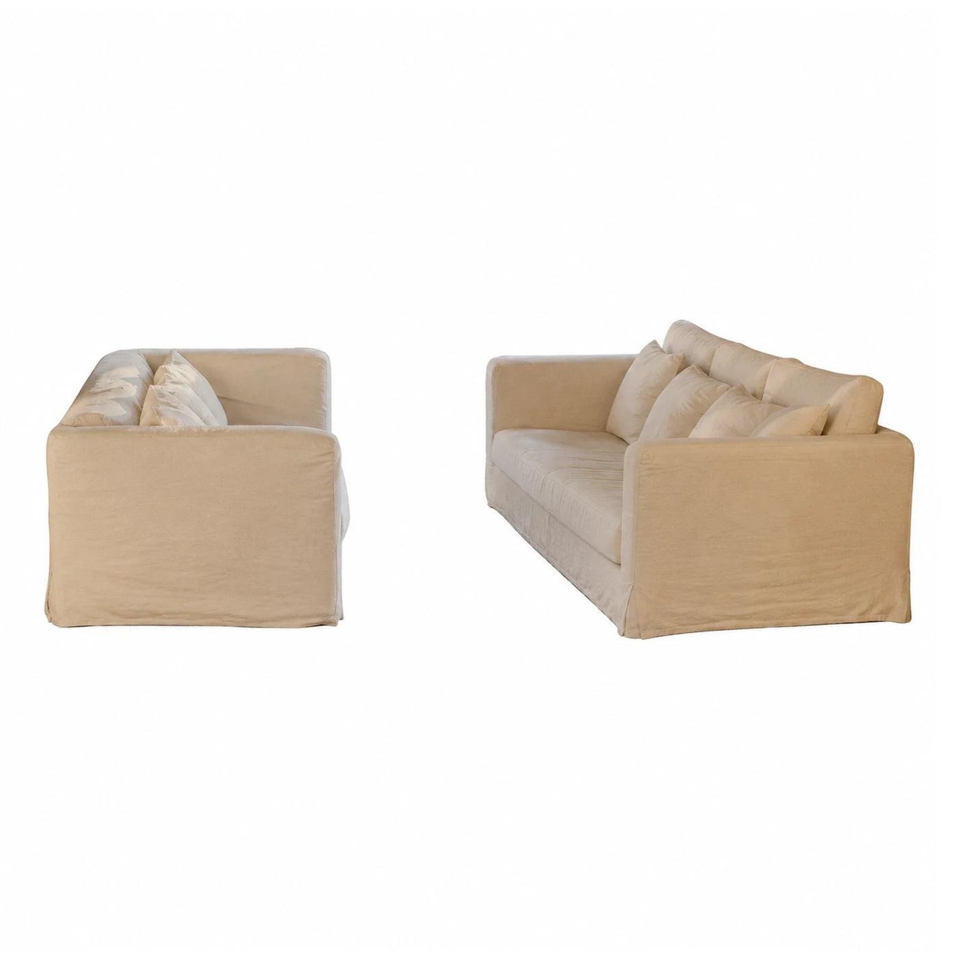 Beige Fabric Sofa with Loose Cushions