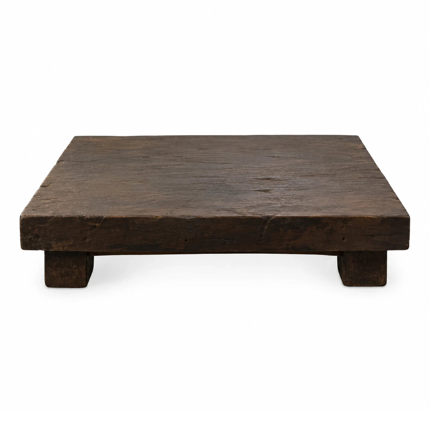 Rustic Dark Wood Low Coffee Table