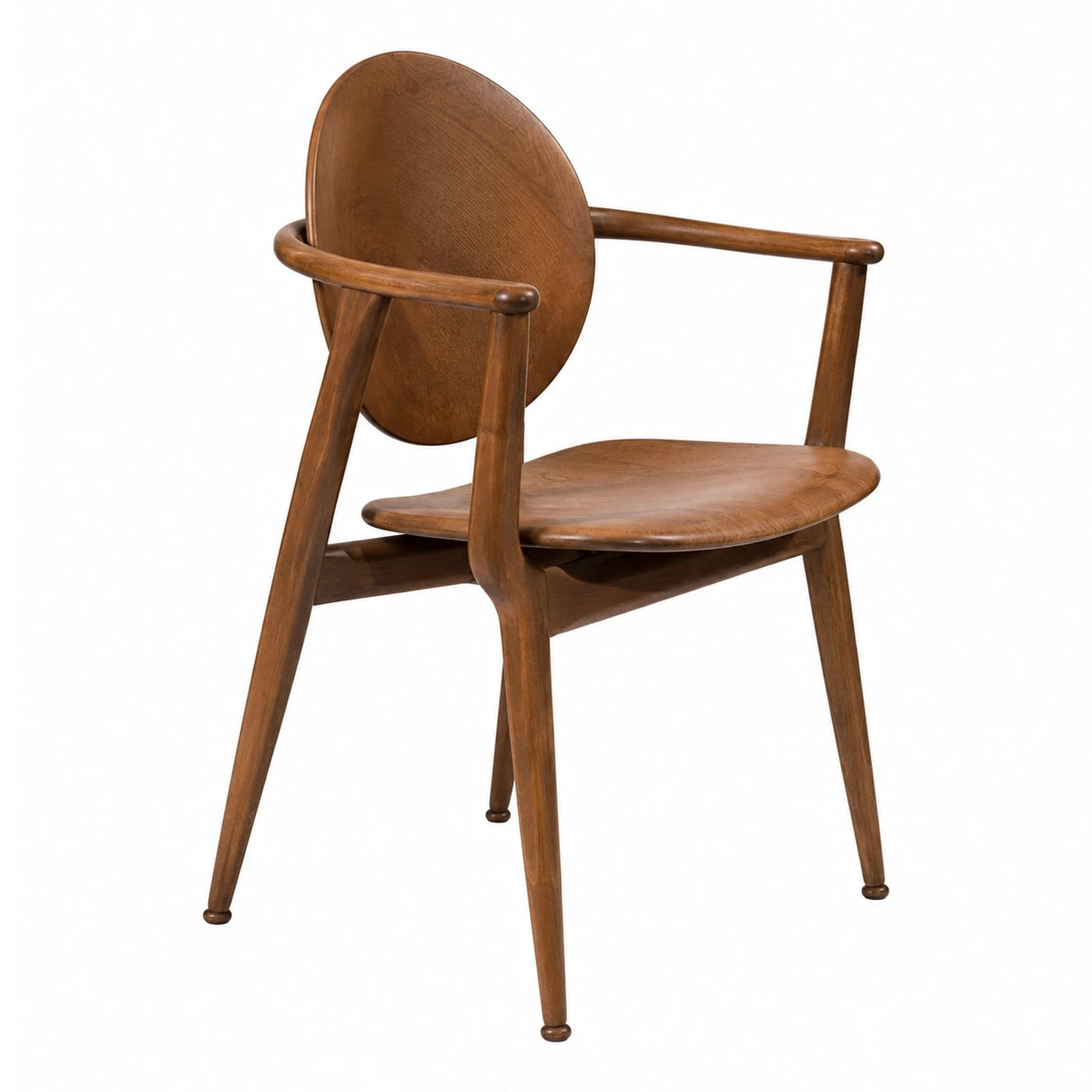 Walnut Wood Armchair with Round Backrest