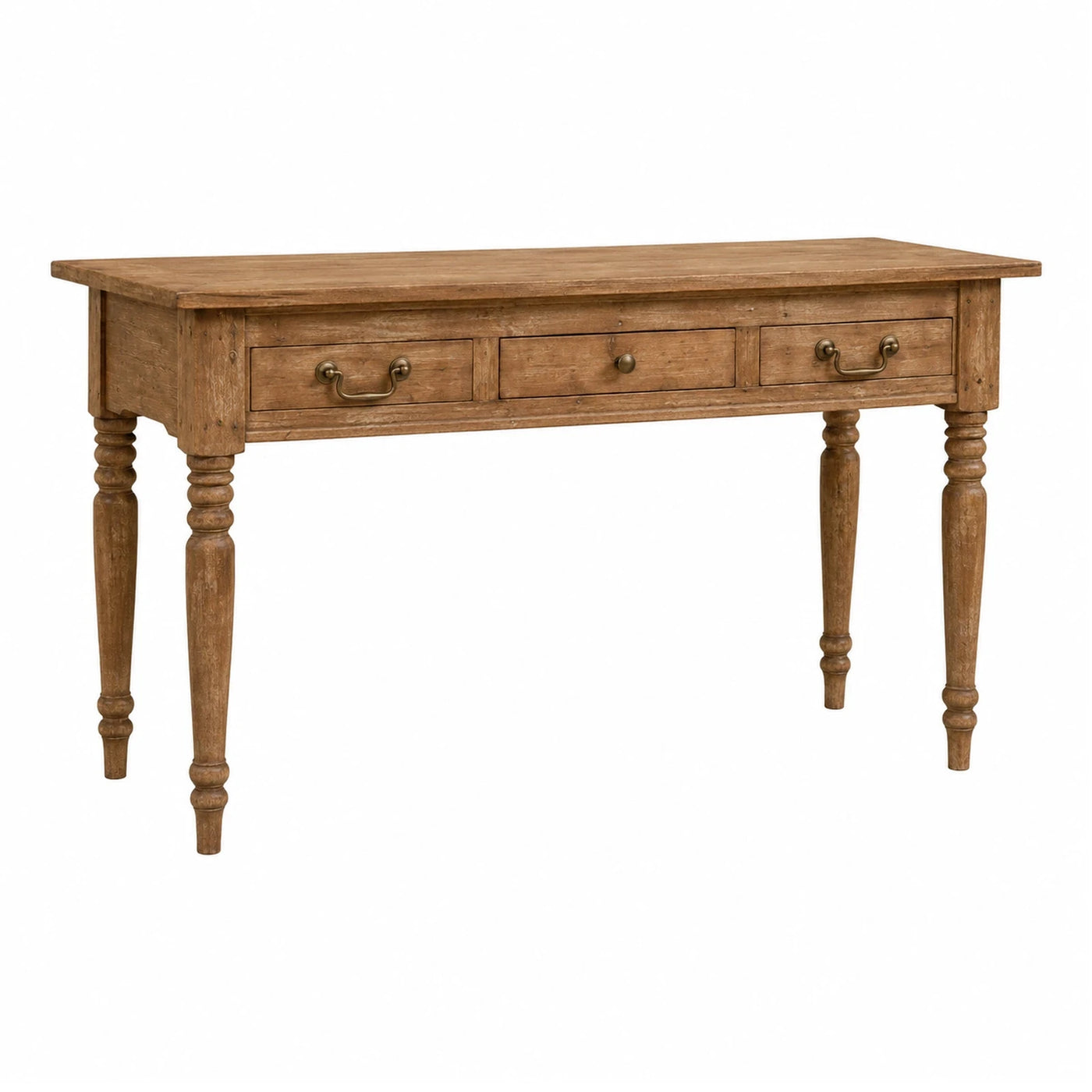 Rustic Wood Console Table with Three Drawers