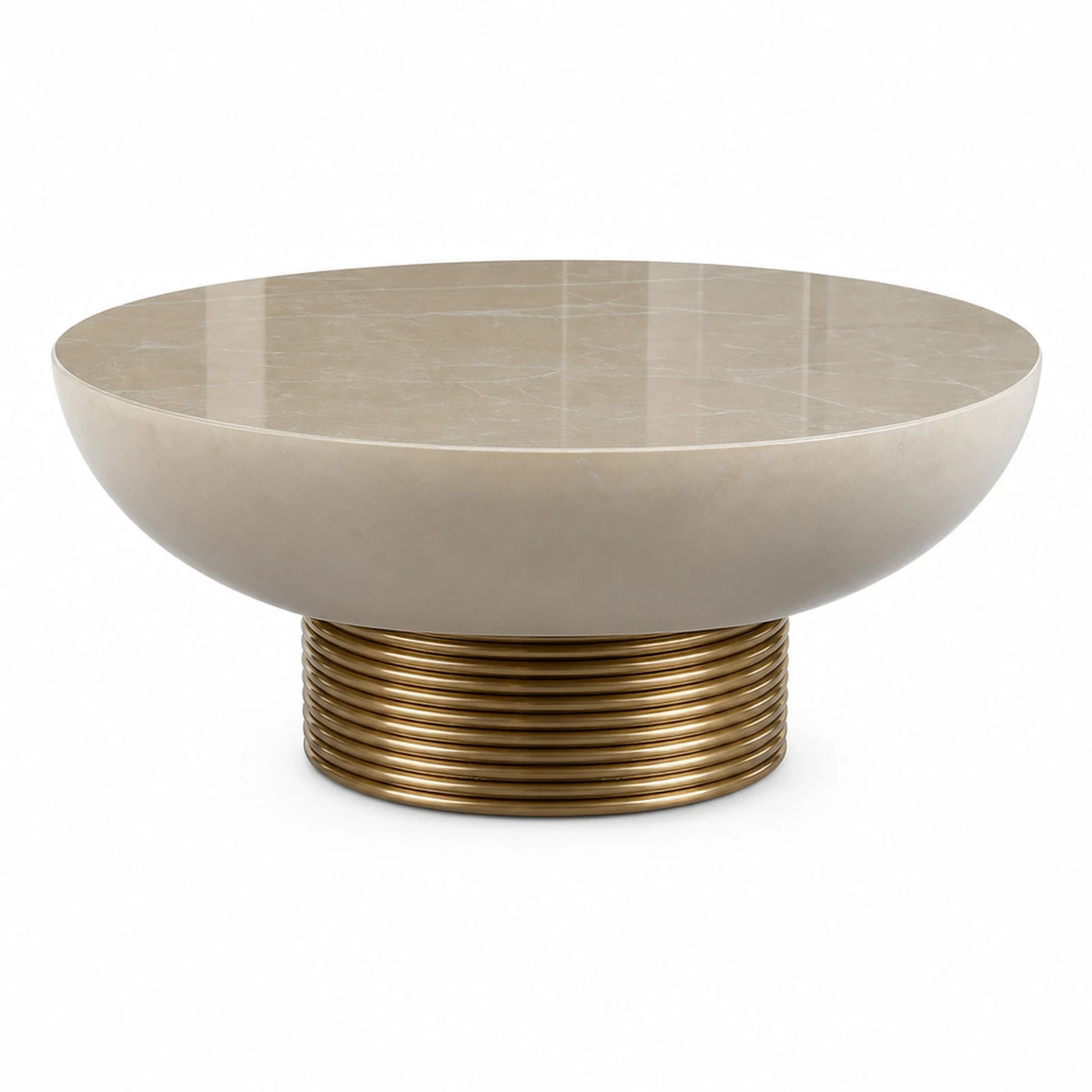 Round Marble Coffee Table with Gold Metal Base