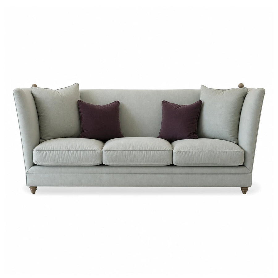 Light Grey Fabric Sofa with Wooden Legs