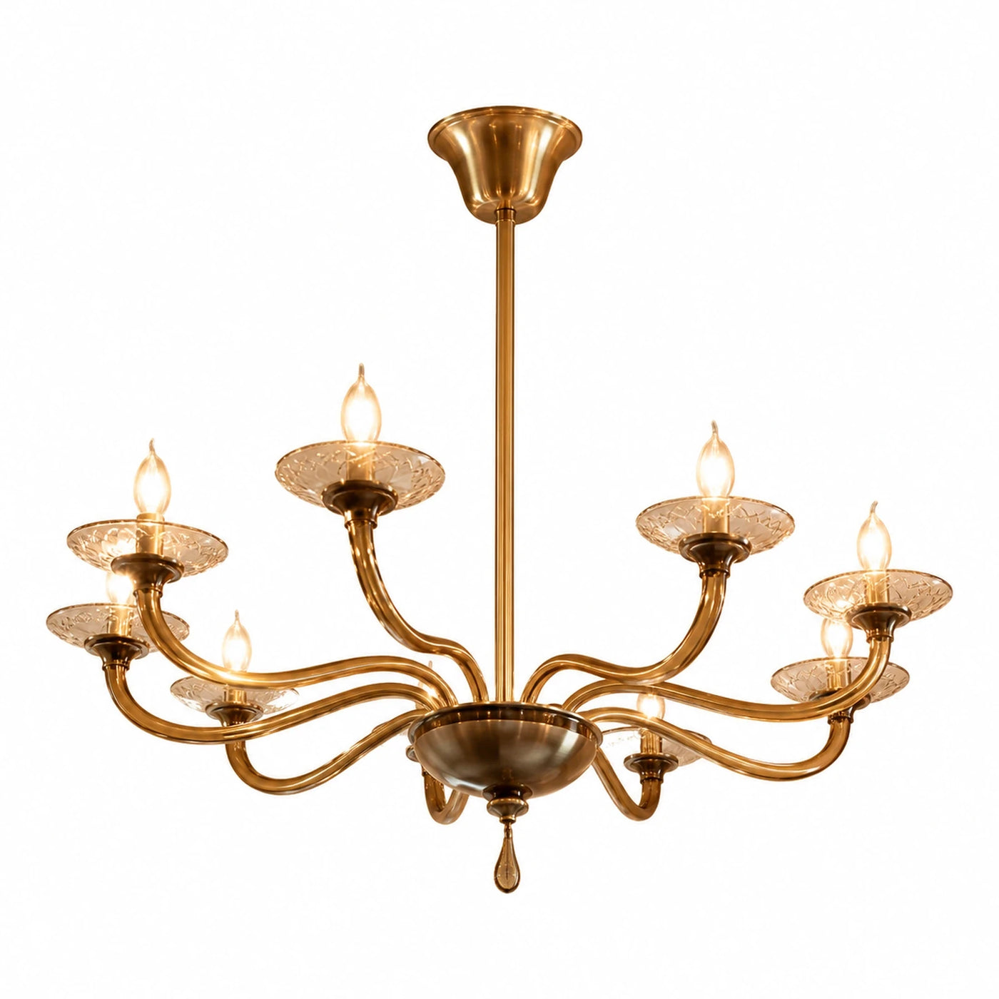 Gold Chandelier with Glass Shades