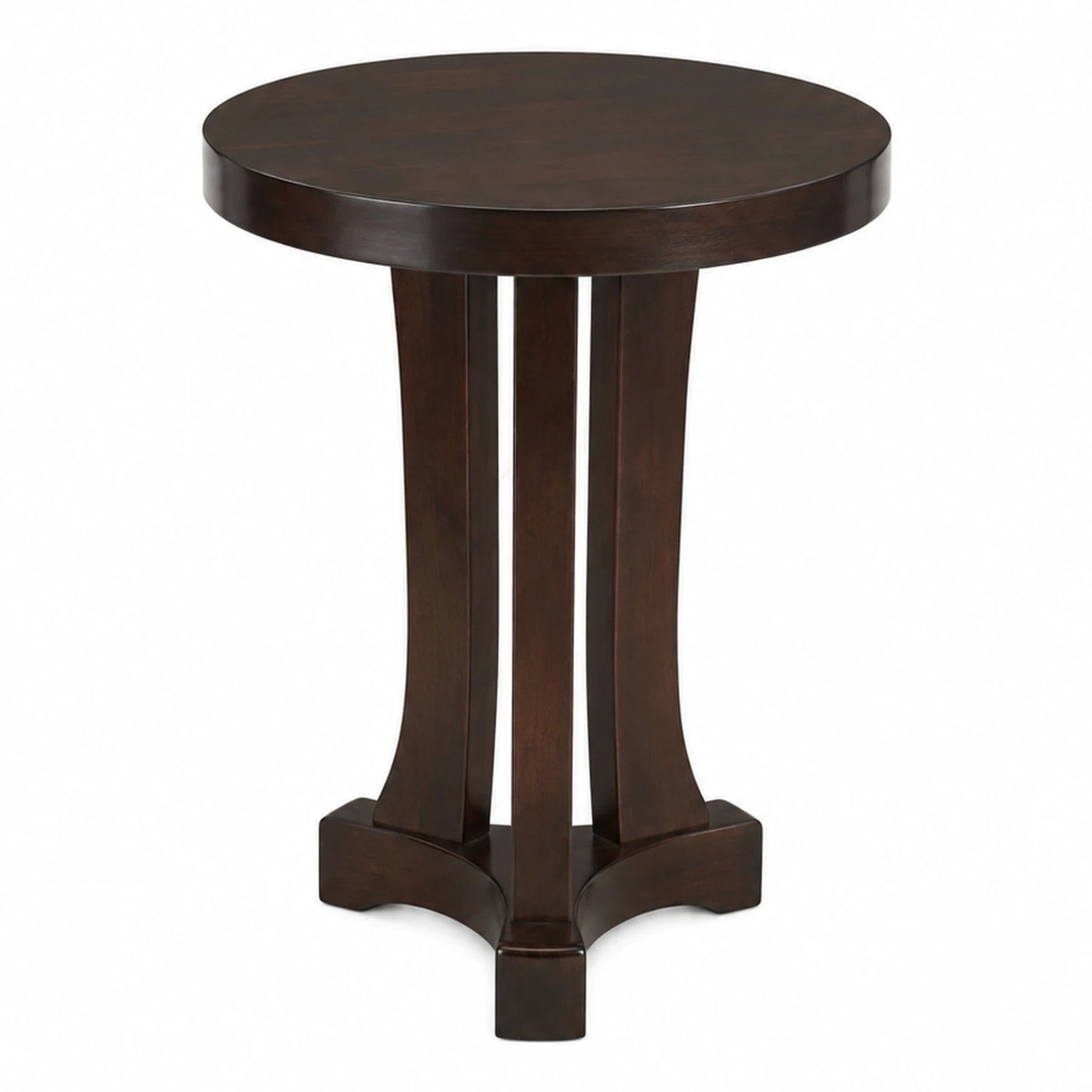 Dark Wood Round Pedestal Side Table