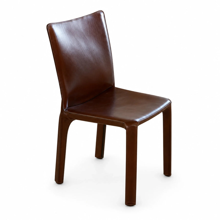 Brown Leather Upholstered Dining Chair