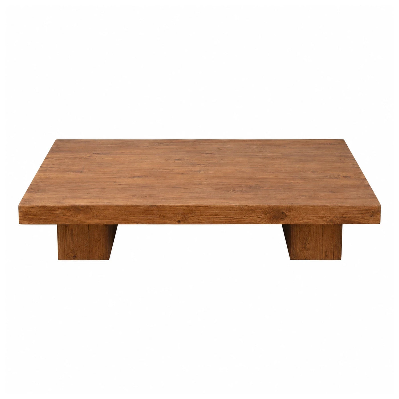 Solid Wood Rectangular Coffee Table with Block Legs