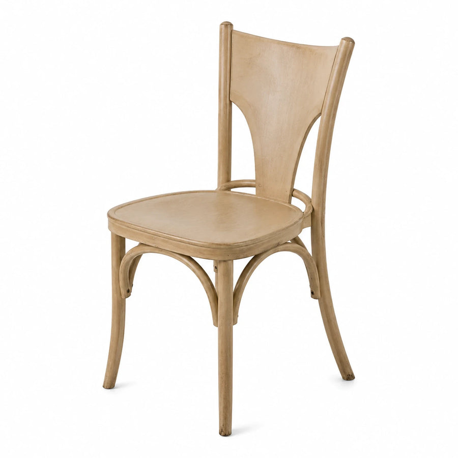 Light Wood Bentwood Dining Chair with Curved Backrest