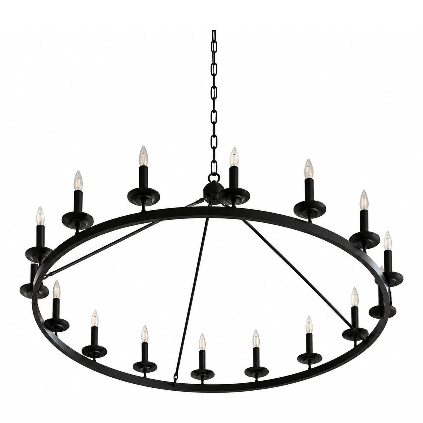 Black Metal Ring Chandelier with Candle Style Bulbs