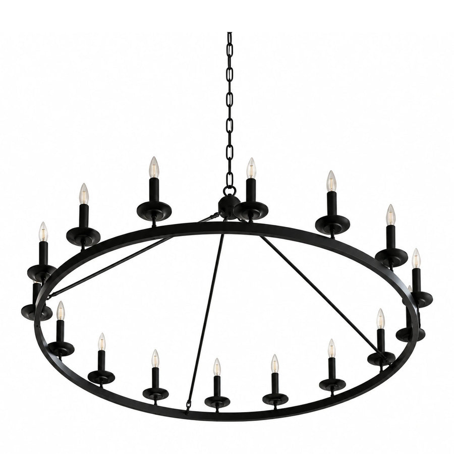 Black Metal Ring Chandelier with Candle Style Bulbs