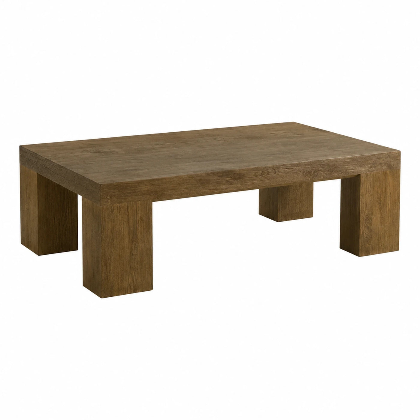 Solid Wood Rectangular Coffee Table with Block Legs