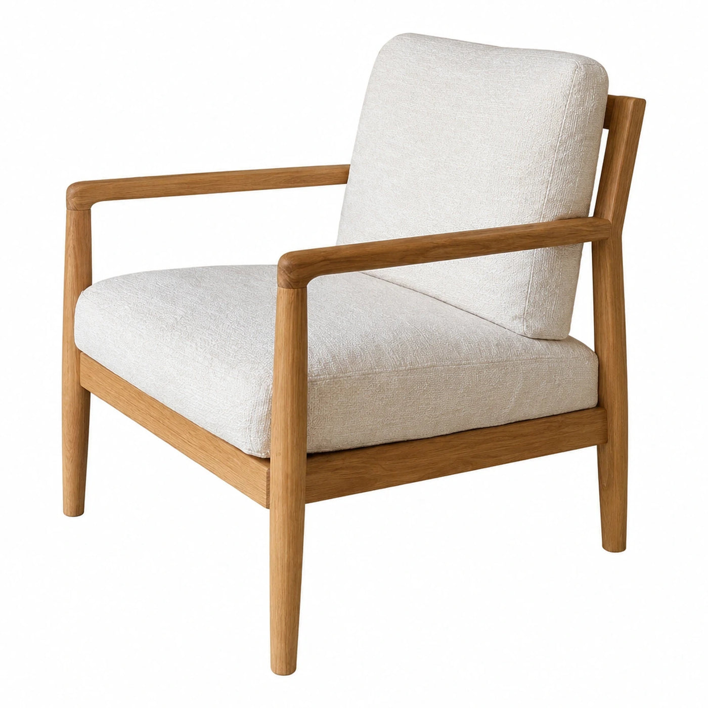 Wooden Frame Armchair with Cream Fabric Cushion