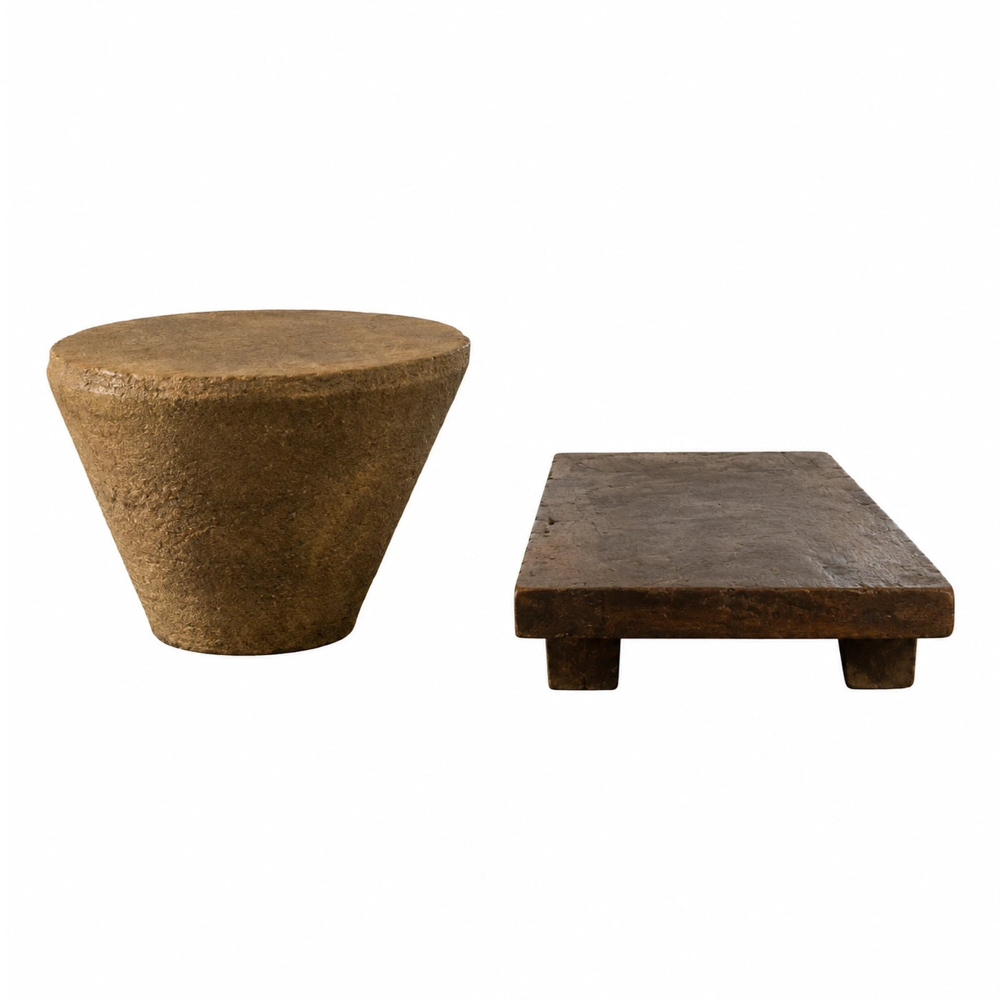 Rustic Stone Coffee Table and Side Table Set