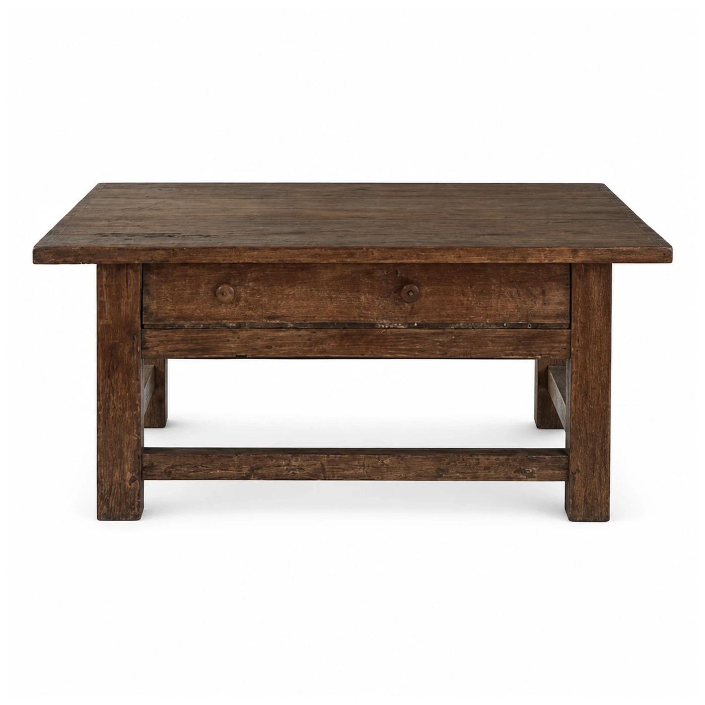 Rustic Brown Wood Coffee Table with Drawer
