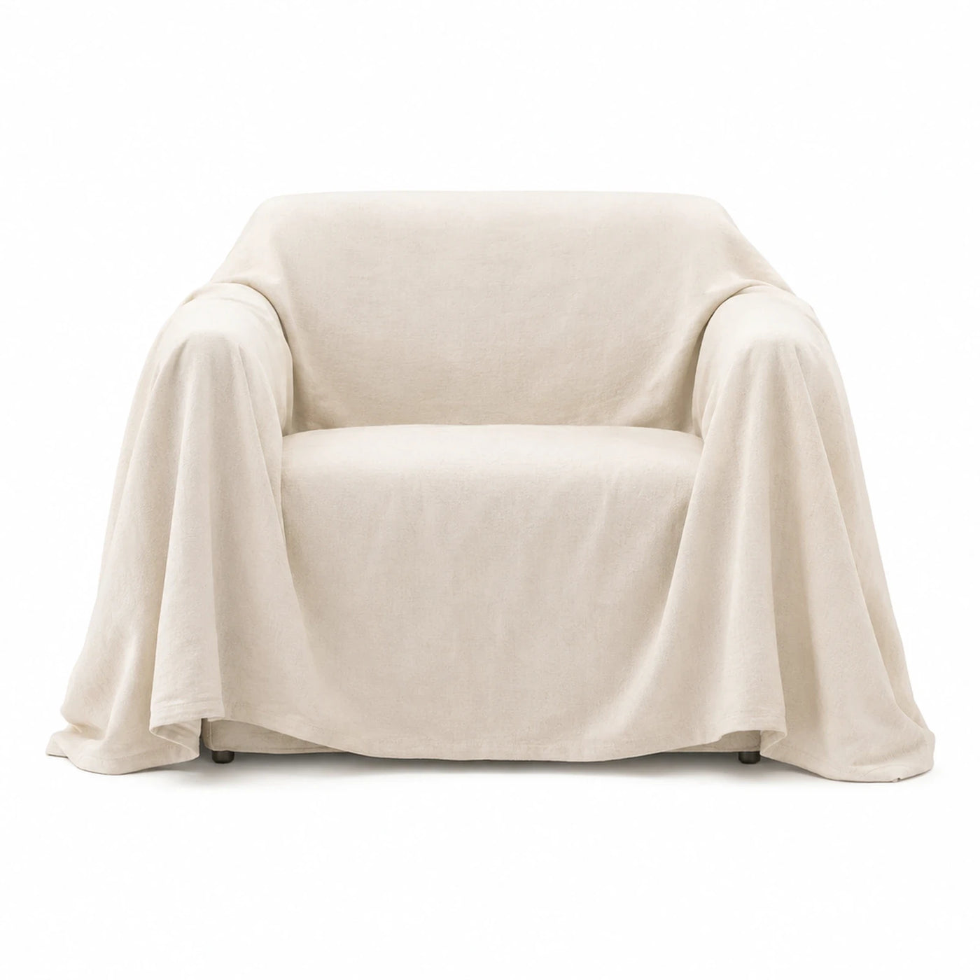 Cream Fabric Armchair with Draped Cover