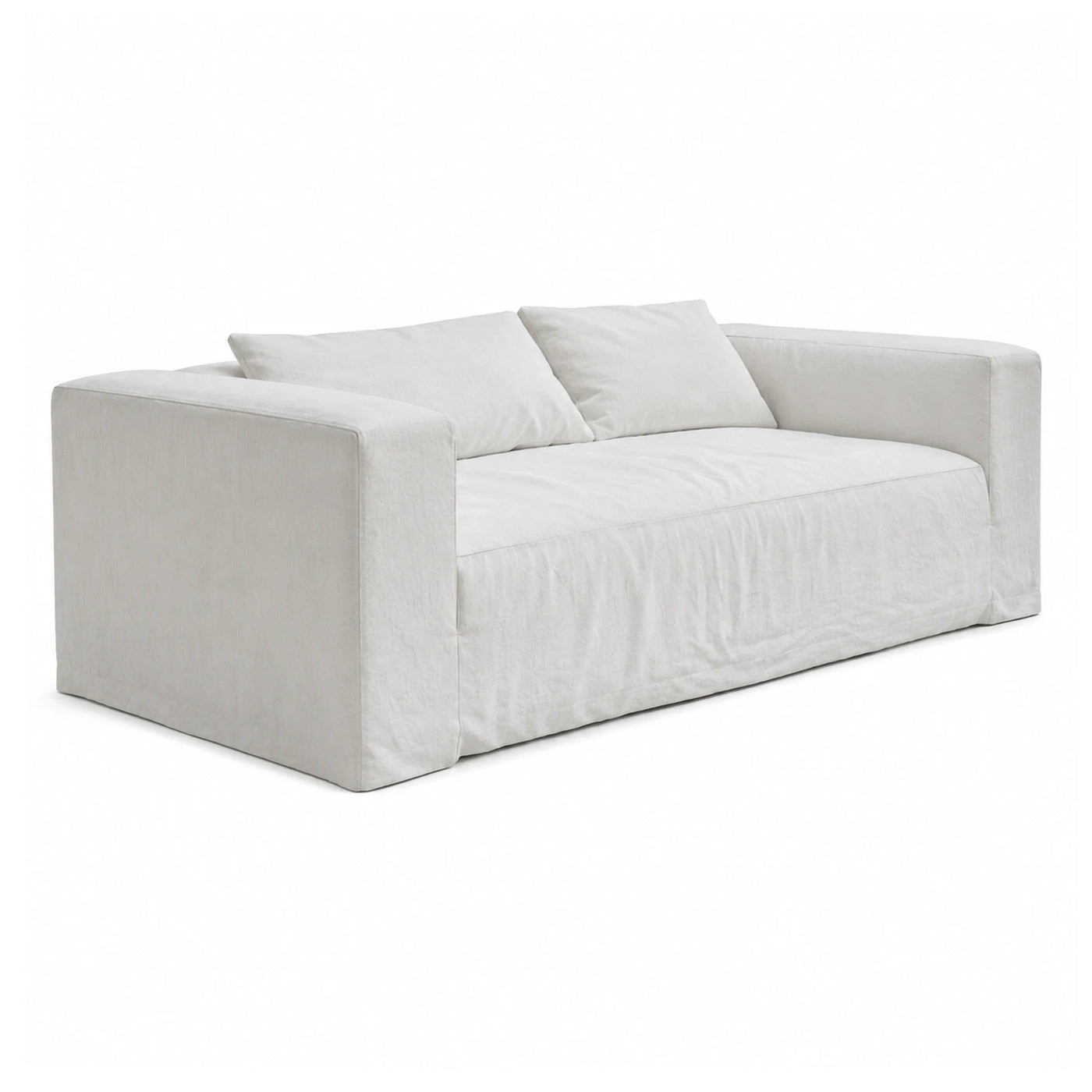 White Fabric Sofa with Loose Back Cushions