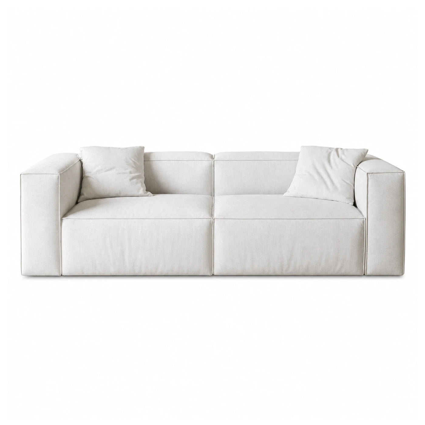Cream Modular Fabric Sofa with Square Arms